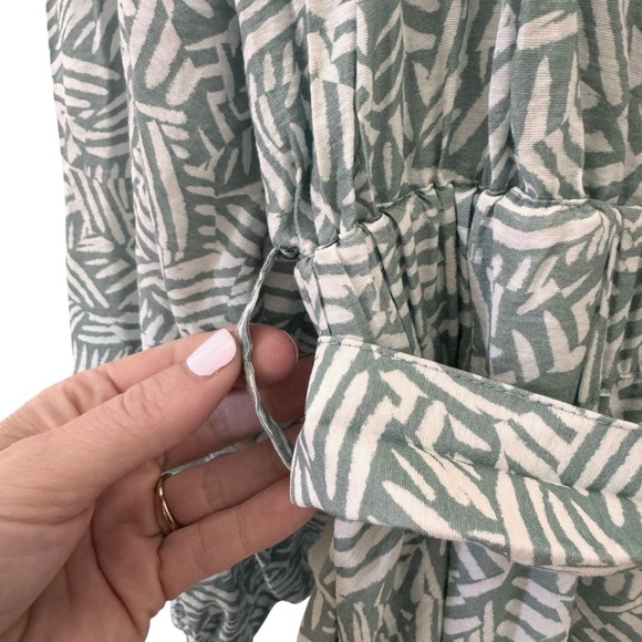 Johnathan Simkhai Bronte Off-the-Shoulder Belted Mini Dress in Palm Leaf Size L - Picture 10 of 11